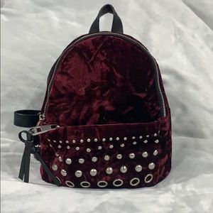 Maroon Velvet Mini Backpack